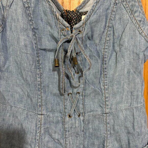 Holding Horses Anthropologie atoll lace up midi dress linen cotton blend Size 4 - Picture 6 of 8